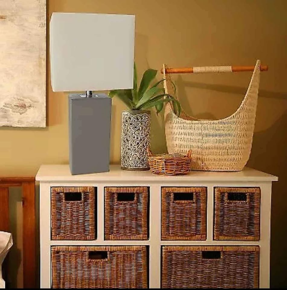Gray Table Lamp Leather Wrapped. - photo 2