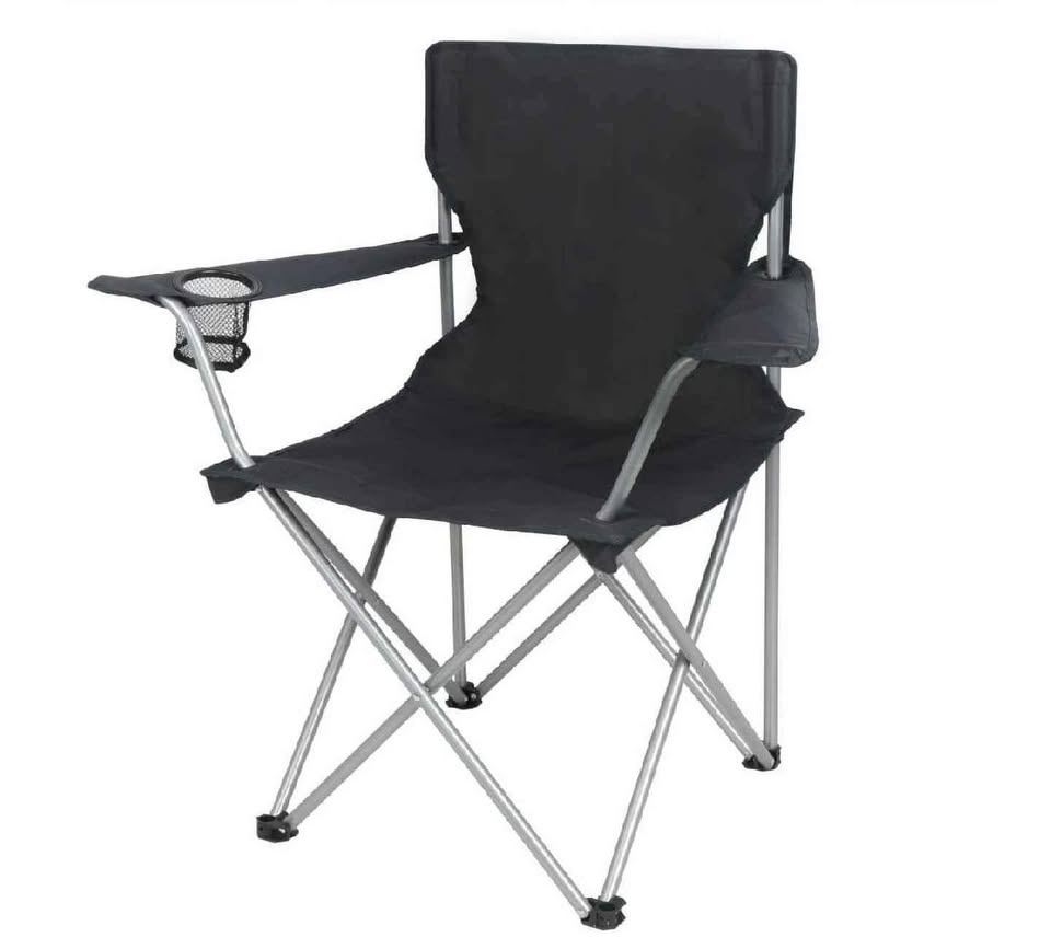 Camping Chair Quad Folding with Cup Holder, Black, Adult - photo 2