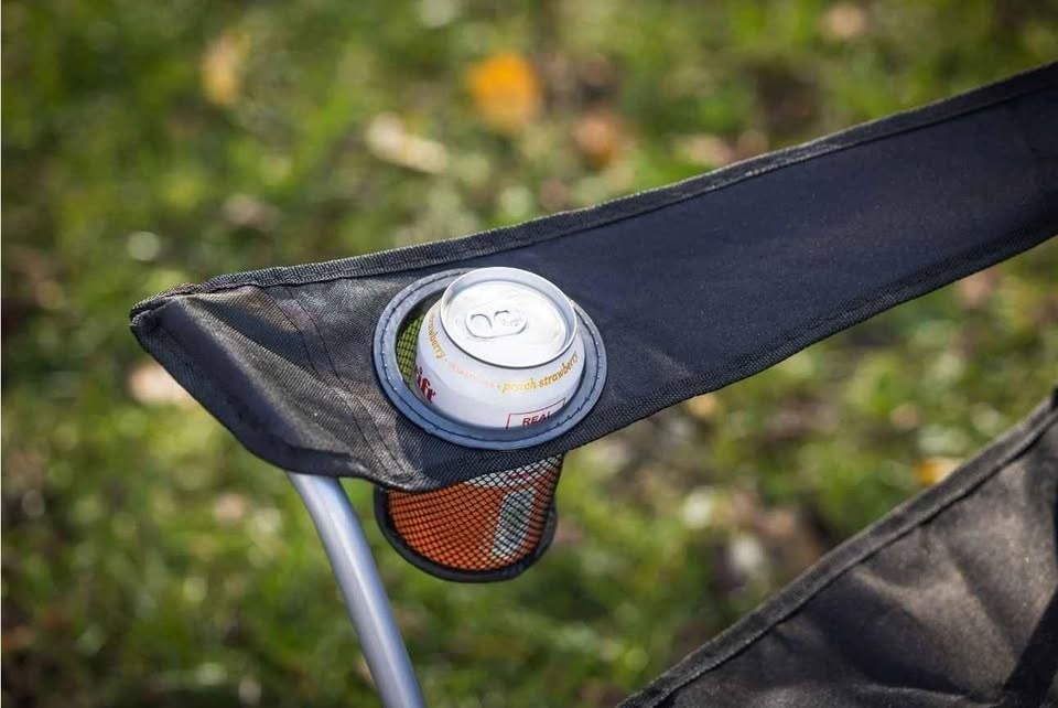 Camping Chair Quad Folding with Cup Holder, Black, Adult - photo 4