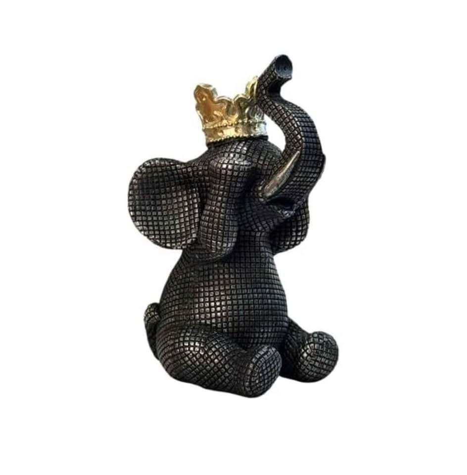 Elephant Statue Home, Room, Office Decor Black Gold Crown 🥕 - photo 4