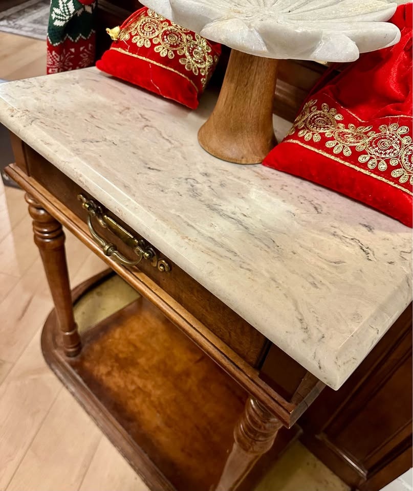Coat Rack Entry Table (Solid Wood, Brass and Marble) - photo 2