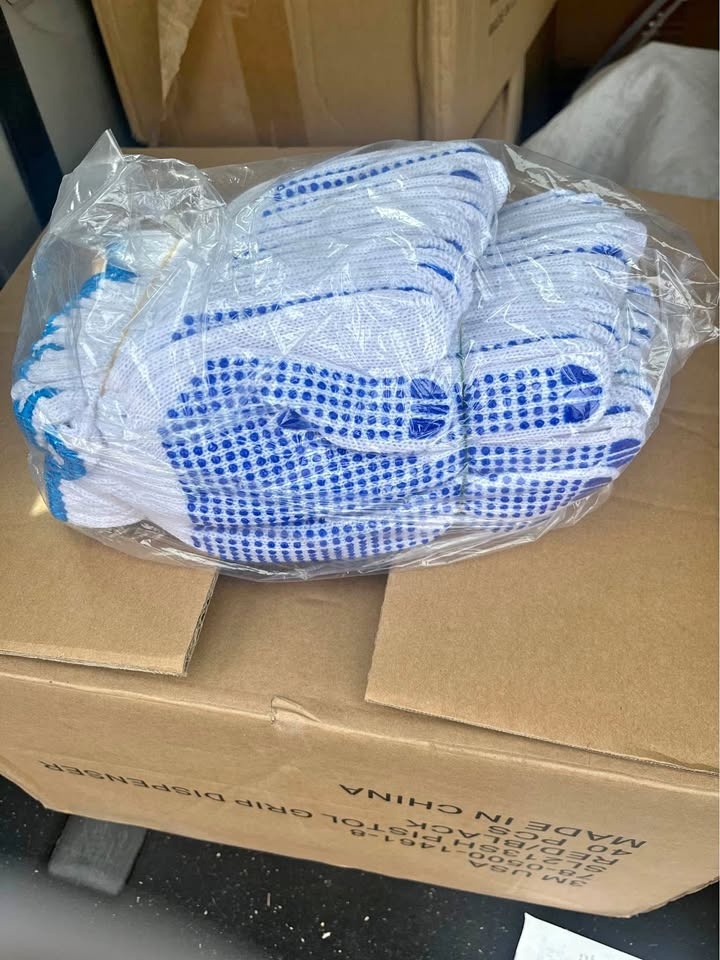 Large size cotton dotted working gloves