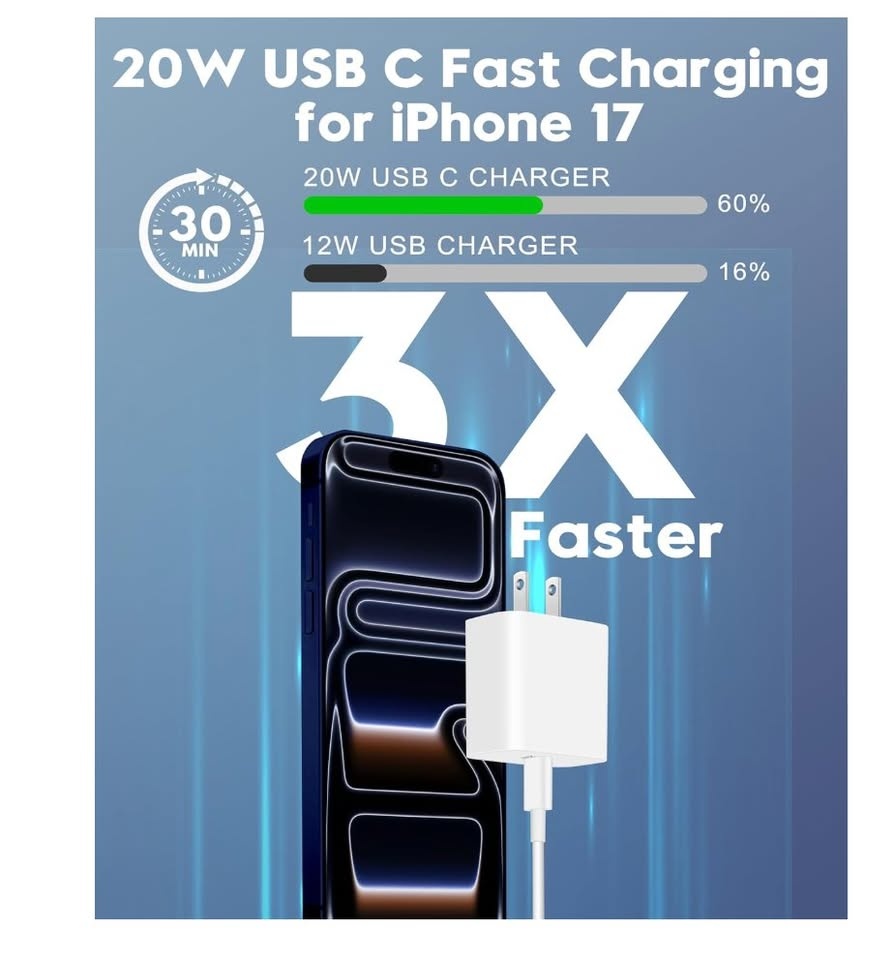 iPhone 17 16 15 Charger Fast Charging (2 pack - 6ft cable) - photo 2