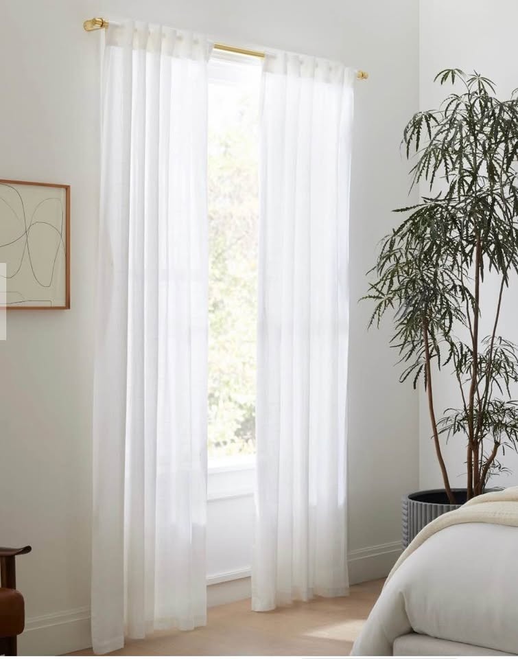 WEST ELM Sheer White Crosshatch curtain set - photo 2
