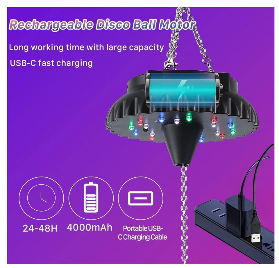 Brand New | Rechargeable Disco Ball Spinner with Remote - photo 3