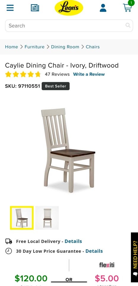 Caylie Dining Chair - Ivory (One) - photo 3