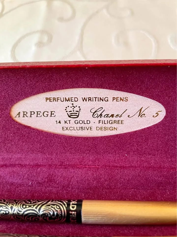 Arpege 14K Gold Filigree Chanel No. 5 Pen Set 🎄 image indicator(3)