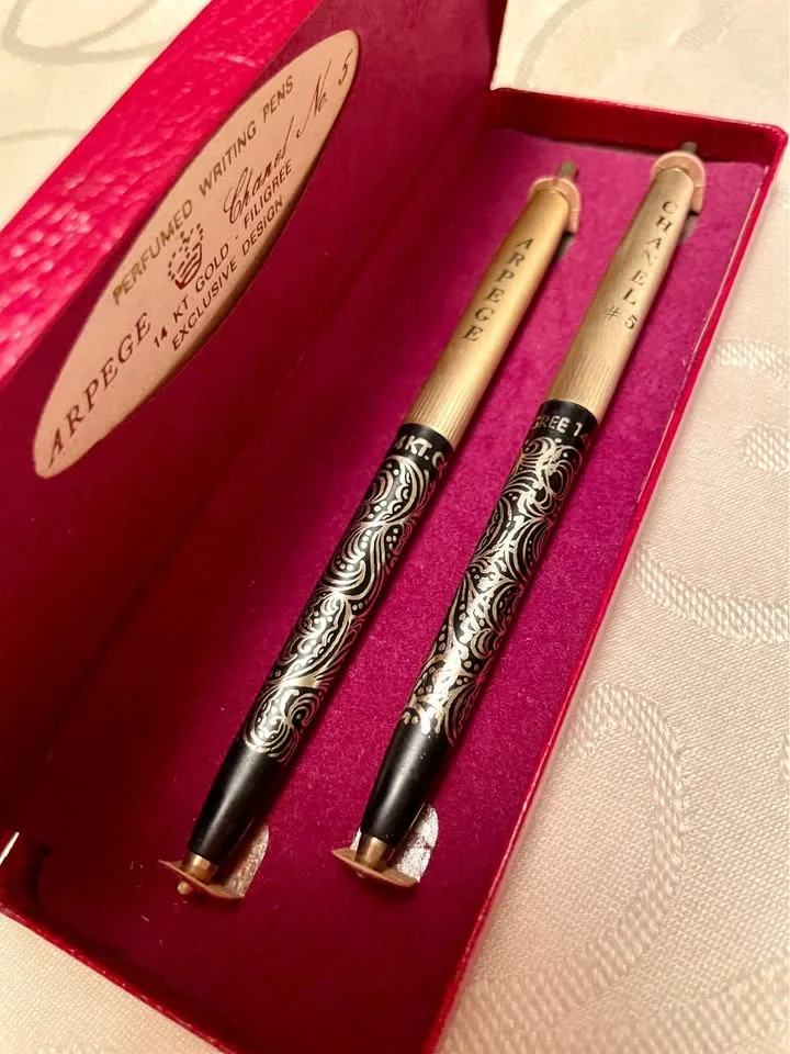 Arpege 14K Gold Filigree Chanel No. 5 Pen Set 🎄 image indicator(4)