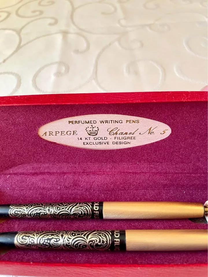 Arpege 14K Gold Filigree Chanel No. 5 Pen Set 🎄 image indicator(7)