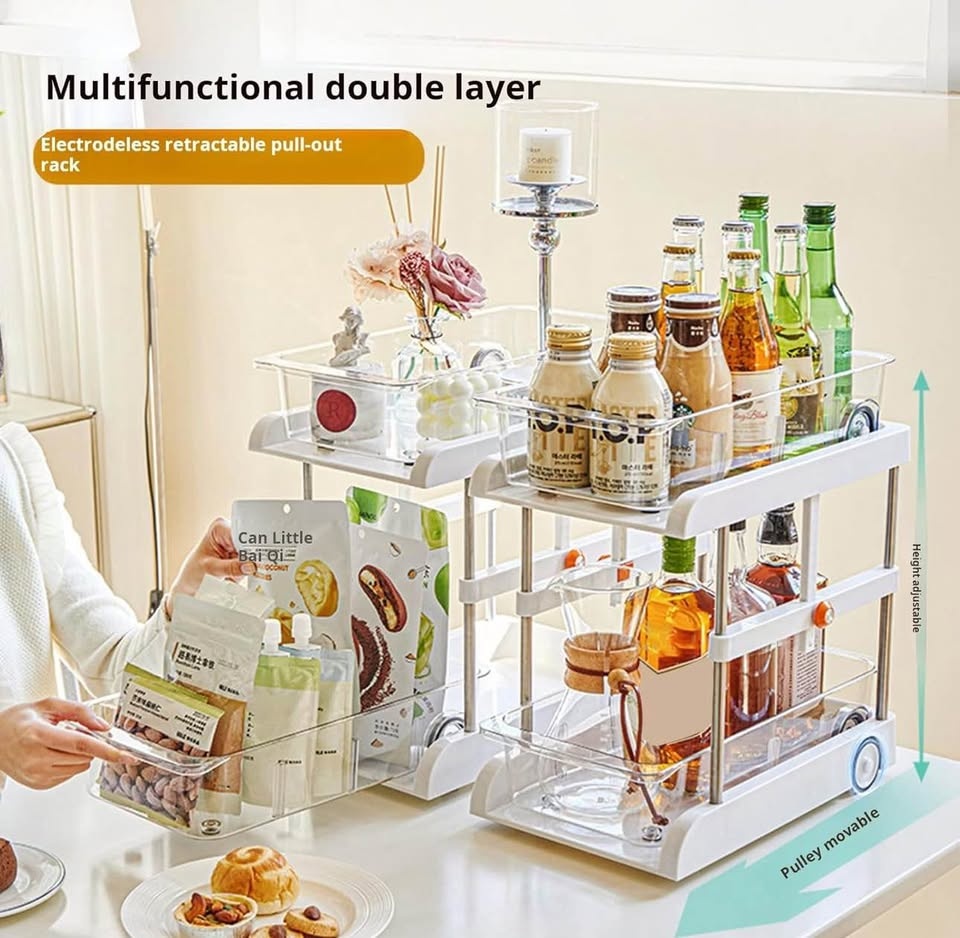 Double layer removable cabinet organizer shelf - photo 2
