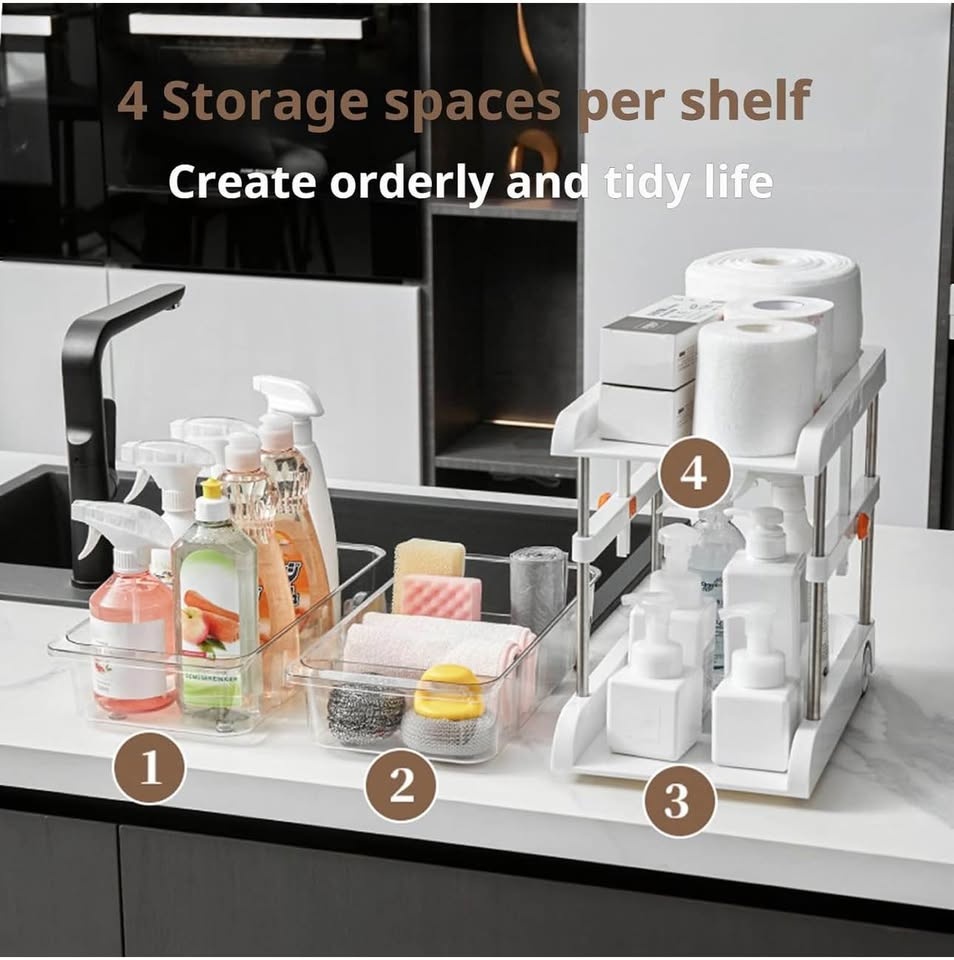 Double layer removable cabinet organizer shelf - photo 4