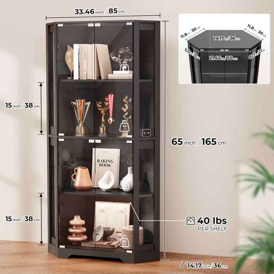 Corner Display Cabinet with Glass Doors - photo 5