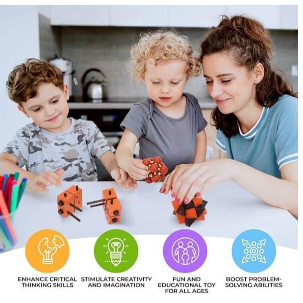 3 Pack Wooden Puzzle Games Brain Teasers Toy - 3D Puzzles - photo 2