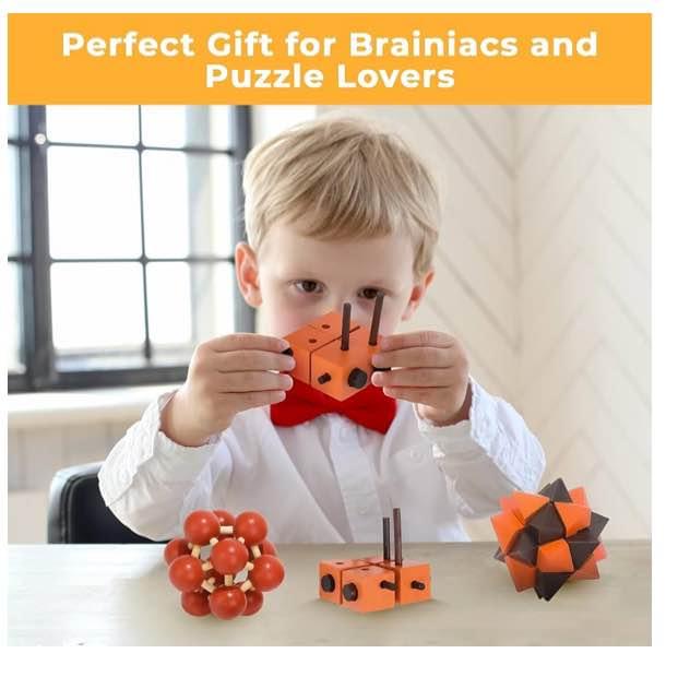 3 Pack Wooden Puzzle Games Brain Teasers Toy - 3D Puzzles - photo 3