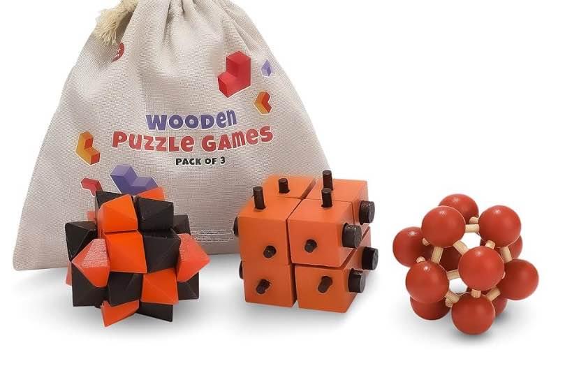 3 Pack Wooden Puzzle Games Brain Teasers Toy - 3D Puzzles - photo 4