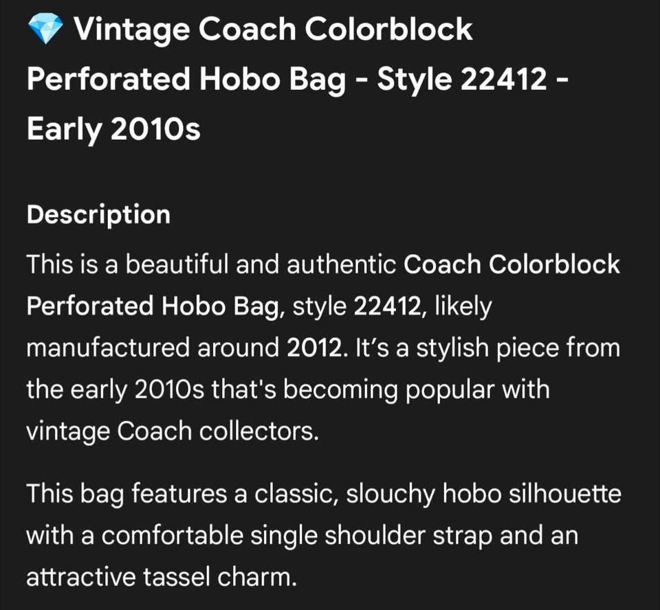 COACH Perforated Color block hobo bag 22412 - photo 3