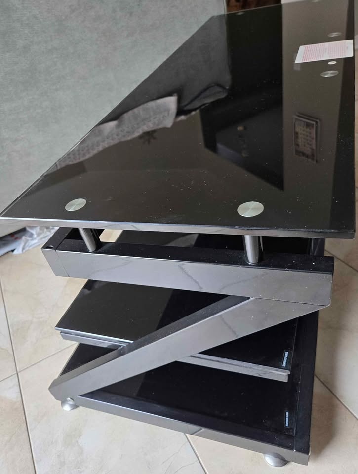 Black Glass 3-Shelf TV Stand - photo 2