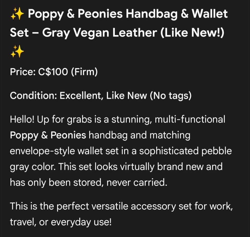Poppy and Peonies Grey Vegan purse and matching clutch set - photo 2