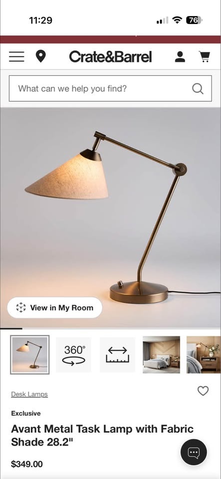 Crate and Barrel brass table lamp