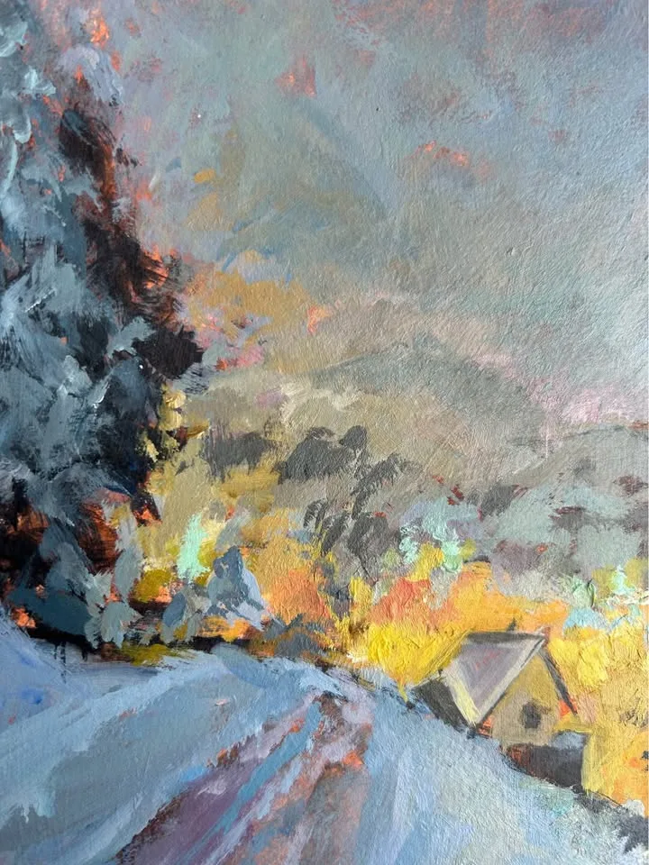 Night Ski Original Acrylic Painting image indicator(2)