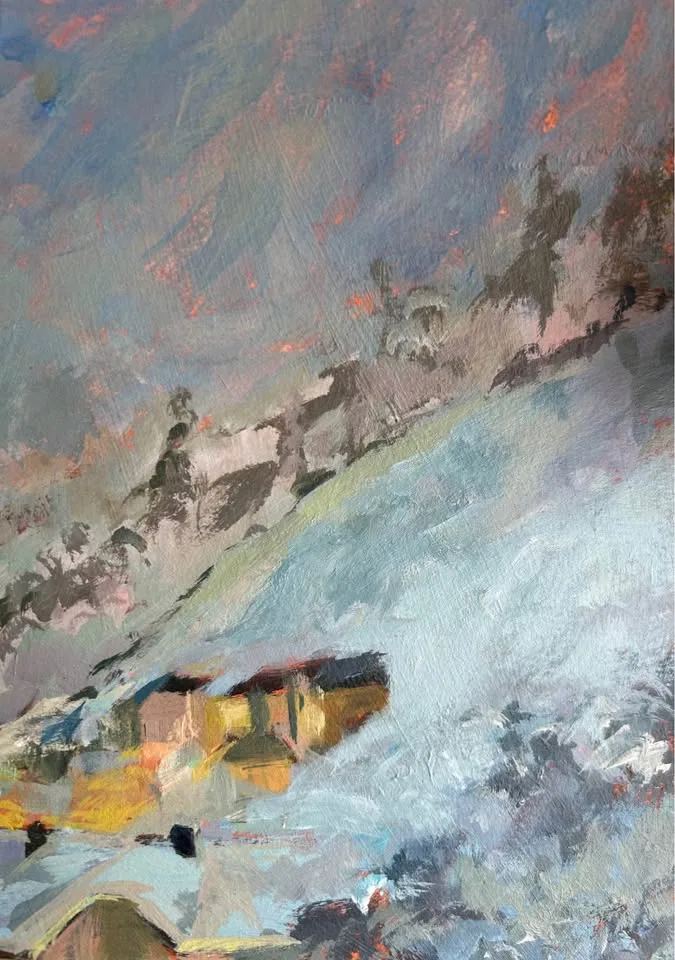 Night Ski Original Acrylic Painting image indicator(3)