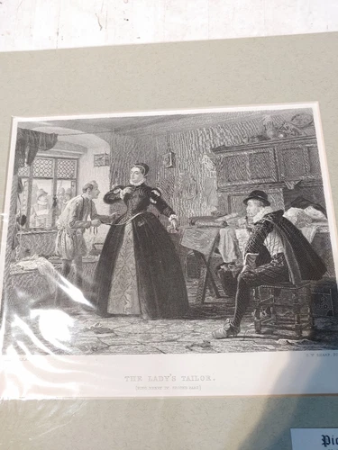 c1870 The Lady's Tailor C.W SHARP SCULP ART PRINT - photo 2