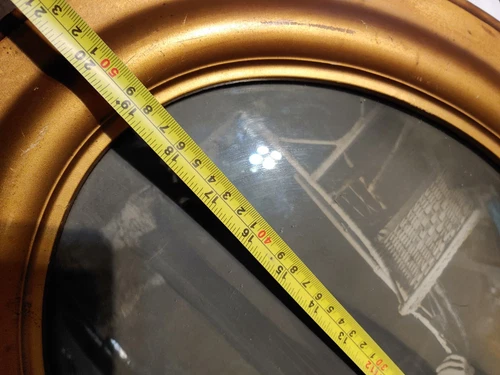 Antique EARLY 1900s Gold Picture Frame Convex Glass - photo 4