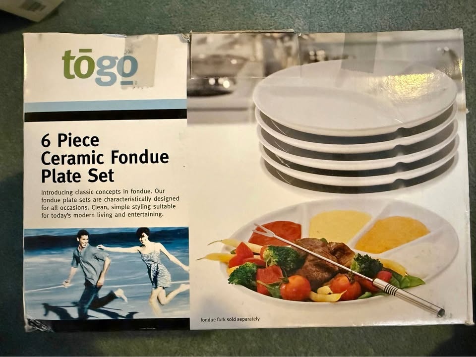 Togo 6 Piece Ceramic Fondue Plate Set