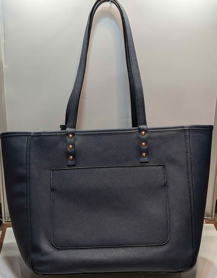 Poppy & Peonies Navy Saffiano vegan leather Tote - photo 2