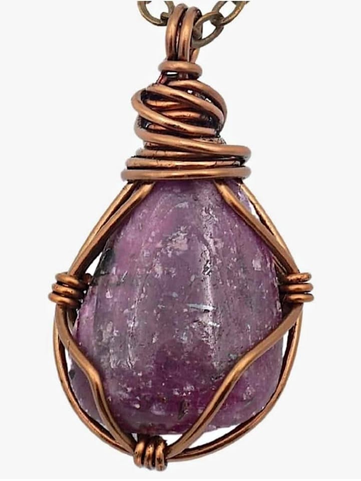 Ruby Birthstone Necklace - Antique Bronze Chain