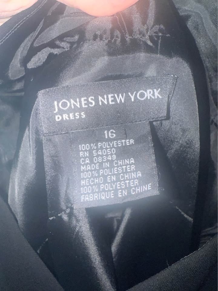 Vintage Ladies Jones New York Dress - Size 16 - Black - photo 3
