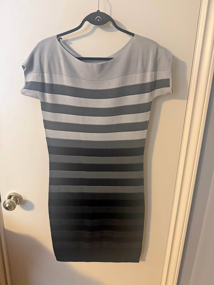 Ladies French Connection Bodycon Dress - Size 10 - Black & Grey