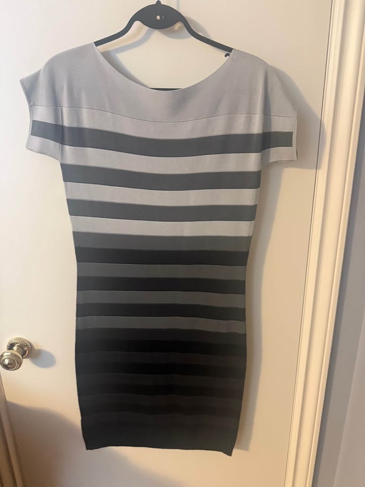 Ladies French Connection Bodycon Dress - Size 10 - Black & Grey - photo 2