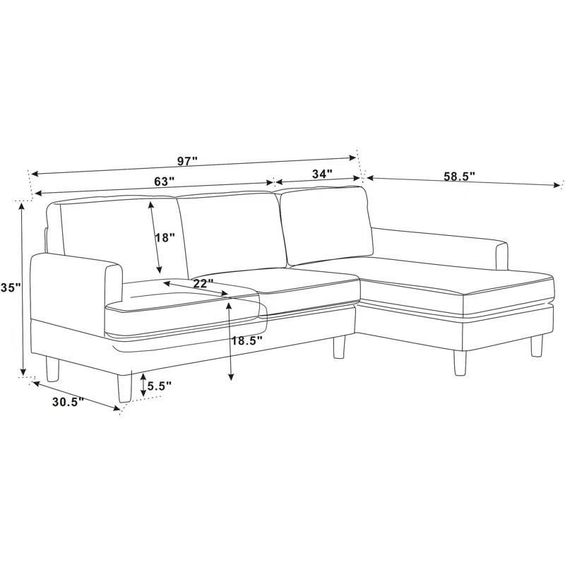 Aristotele 97" Wide Right Hand Facing Modular Sofa - photo 4