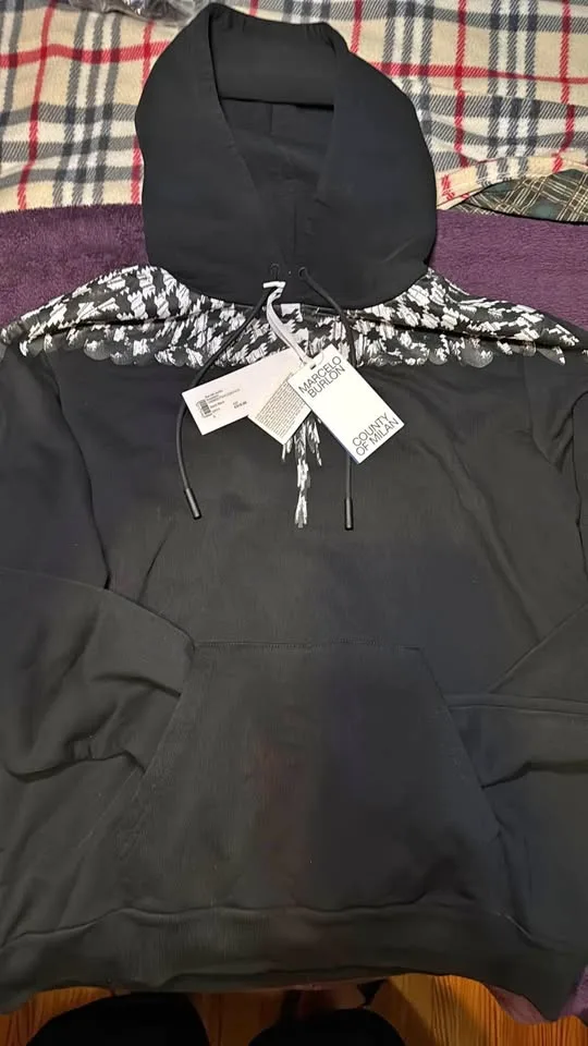Marcelo Burlon Cross Pop Wings Hoodie Black Large New With Tags thumbnail