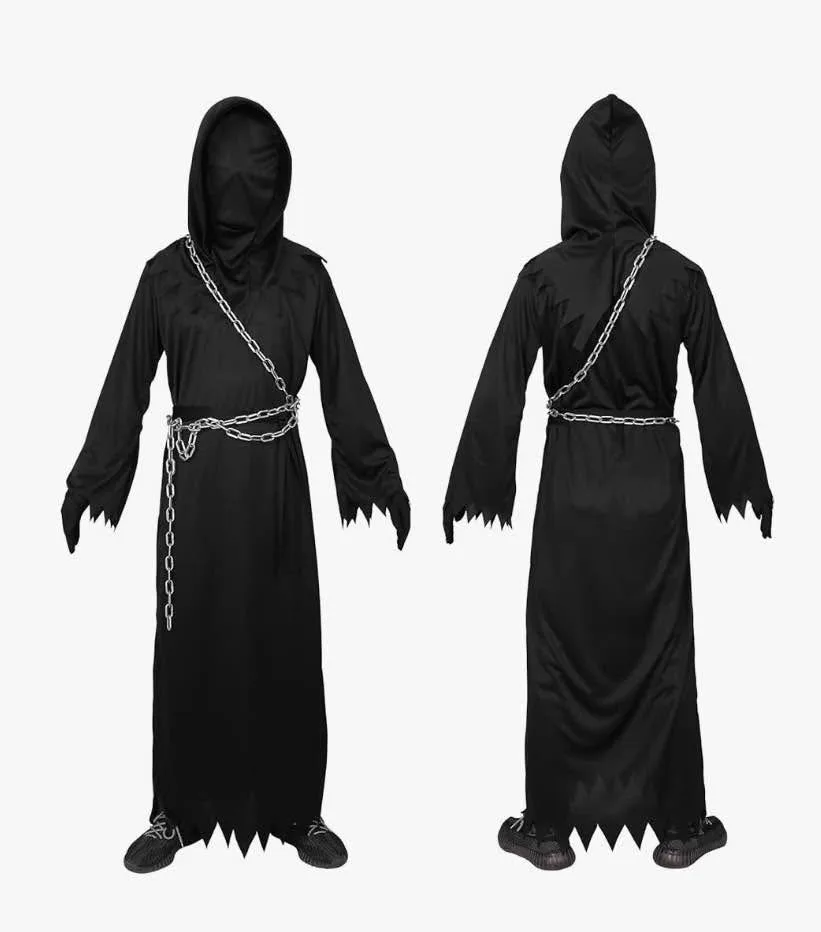 Glowing Eyes Grim Reaper Costume - Grey- Large image indicator(3)