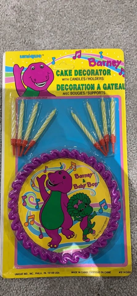 Barney cake decorator with Candles/holders