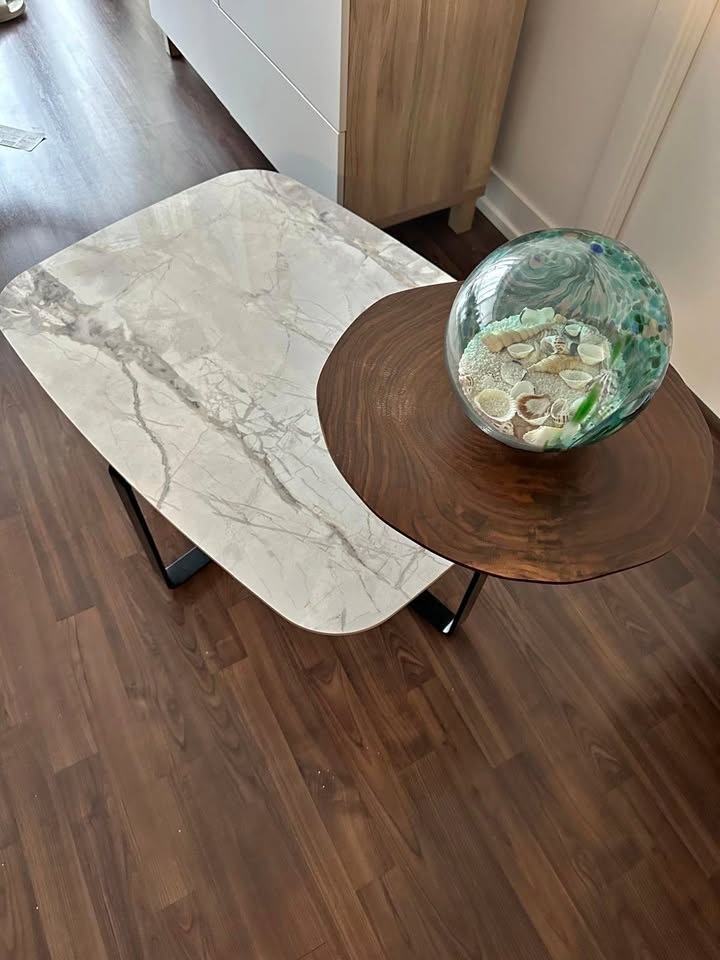 Modern Nesting Coffee Table, Faux Marble Top
