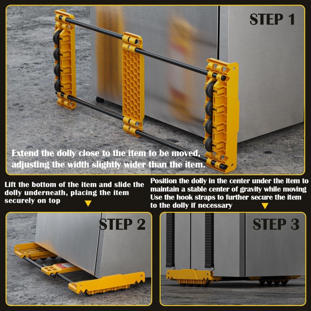 Heavy-Duty Adjustable Dolly Cart with 2 Elastic Strap - photo 3