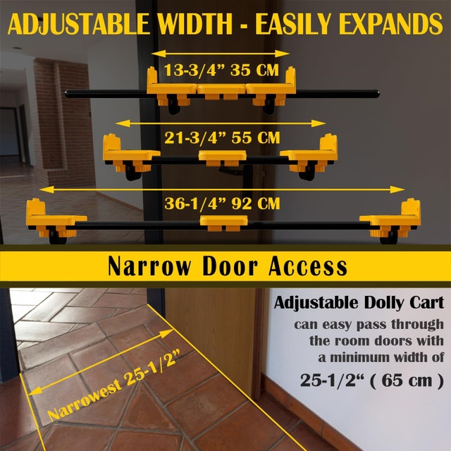 Heavy-Duty Adjustable Dolly Cart with 2 Elastic Strap - photo 4
