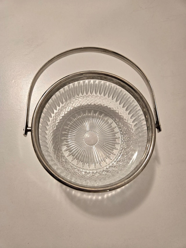 Crystal Candy Dish With Silver Trim and Handle - photo 5