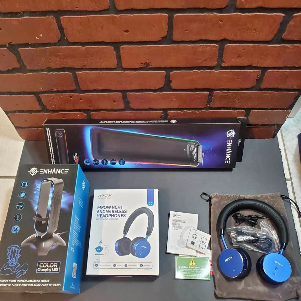 RGB LED Gaming Headset Stand+USB Hub+MPOW Headphones+Wrist PAD