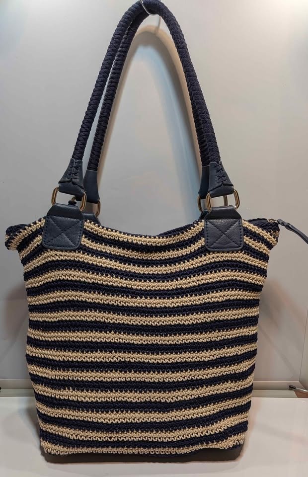 The Sak Signature Crochet Tote – Maritime Navy Stripe - photo 2