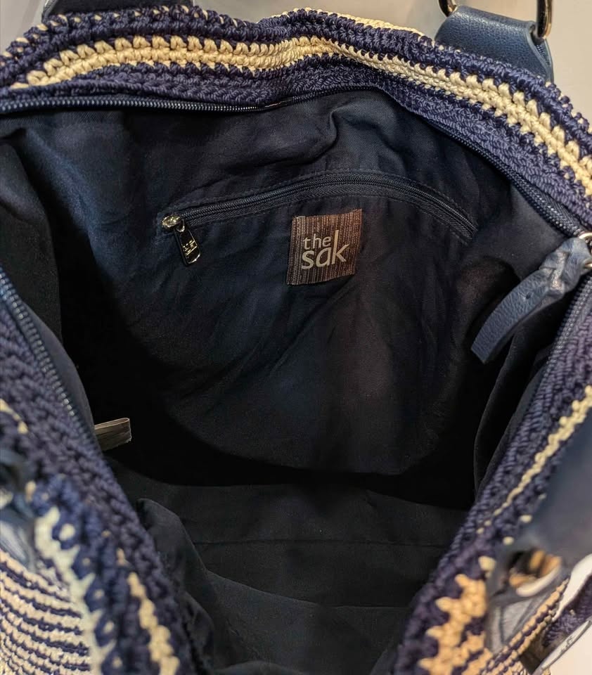 The Sak Signature Crochet Tote – Maritime Navy Stripe - photo 5