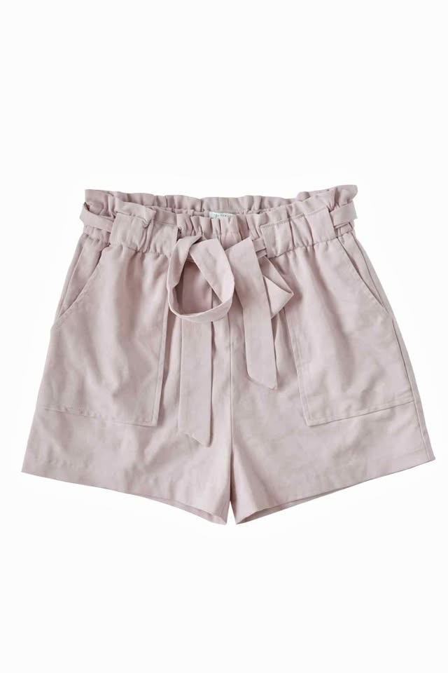 Fashion Nova Light Pink High Waist Tie Shorts