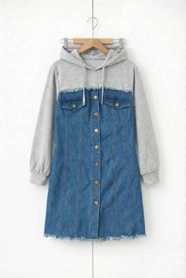 Fashion Nova Blue and Gray Hoodie Dress - photo 2