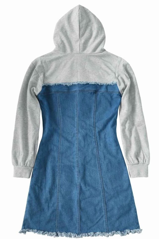 Fashion Nova Blue and Gray Hoodie Dress - photo 3