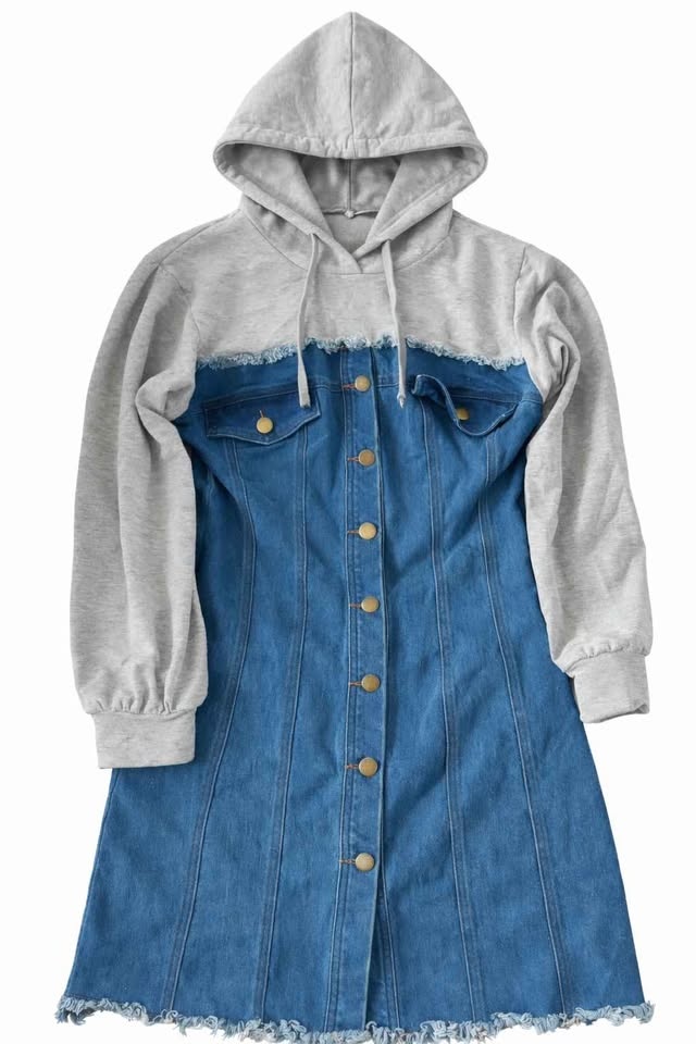 Fashion Nova Blue and Gray Hoodie Dress - photo 4