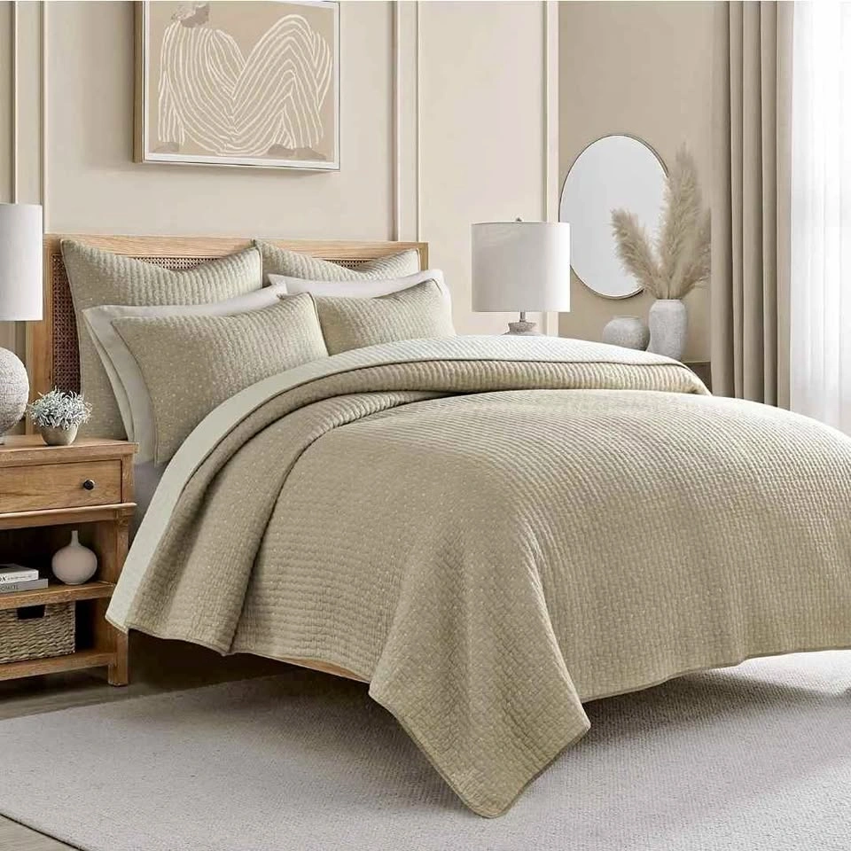 GIFTABLE-Levtex Home Cross Stitch Reversible King Quilt Set