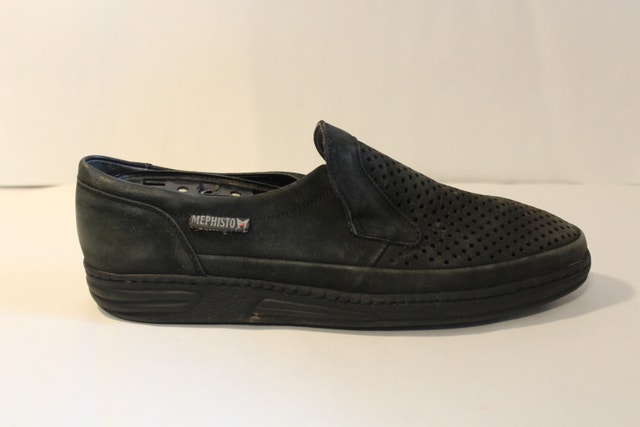 US 8 Male Mephisto Air-Jet black leather slip-on loafers